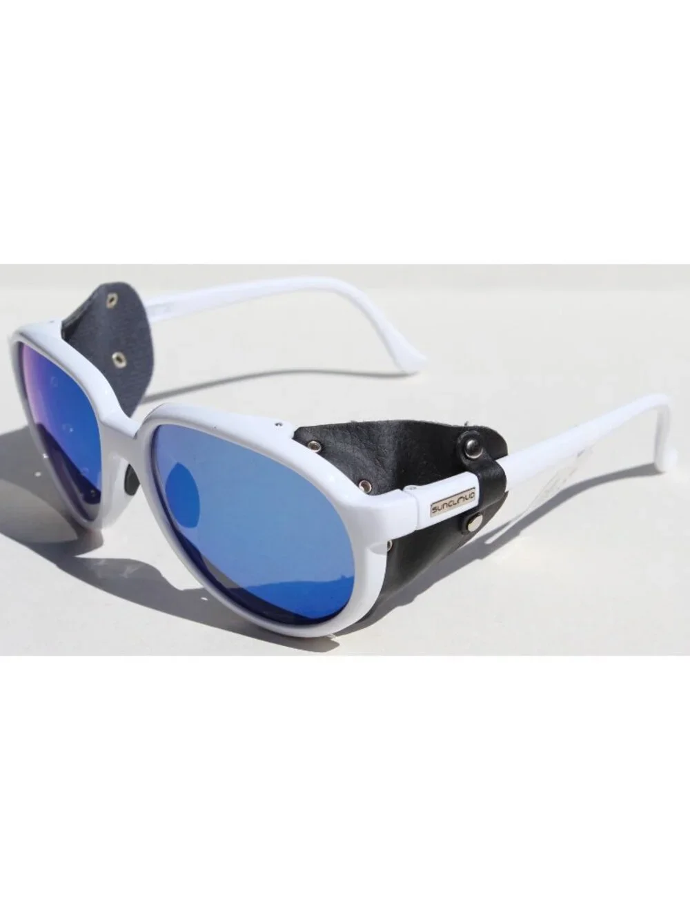 SUNCLOUD Glacier POLARIZED Sunglasses White/Blue Mirror Mountaineering NEW